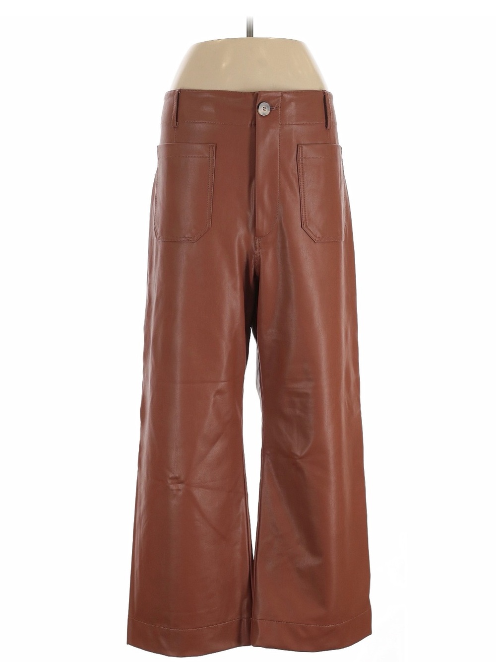 Anthropologie Maeve Pants Womens 32 Brown The Colette Faux Leather Wide Leg Crop